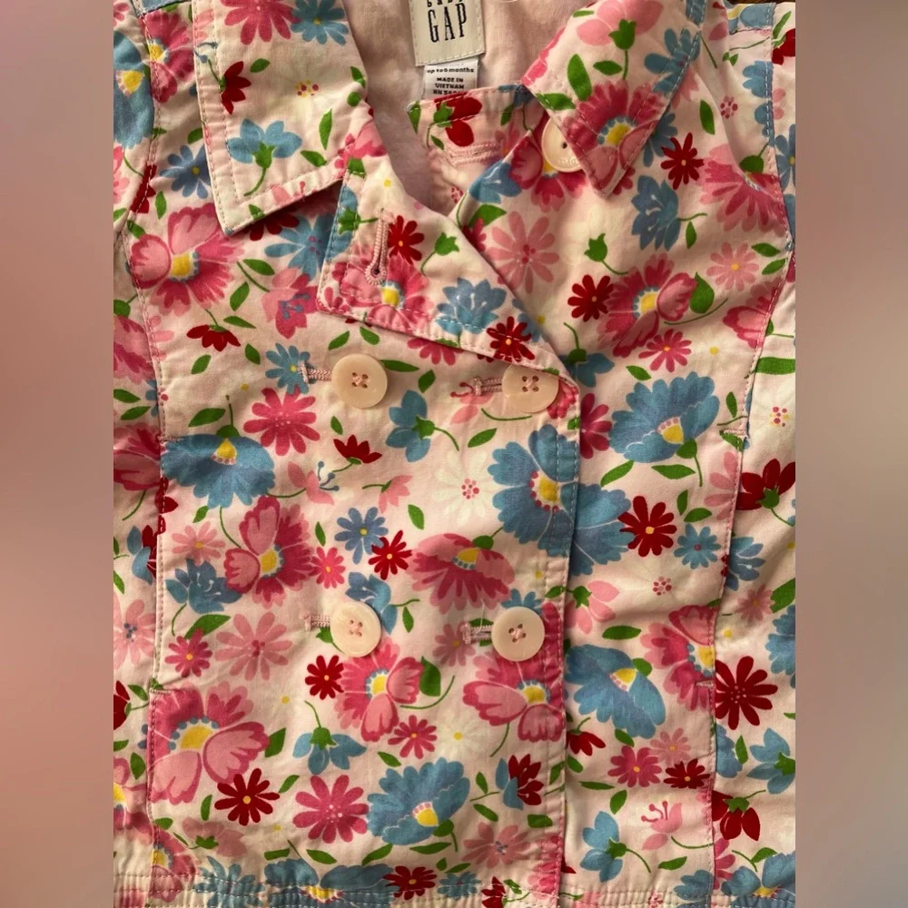 BABY GAP Sweet Pea Jacket Girls Size 0 - 6 Month Pink Floral Lightweight Coat